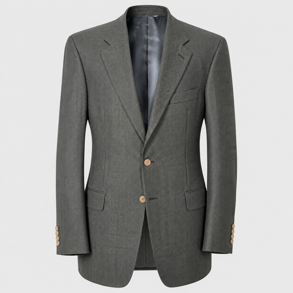 Vintage‎ Hickey Freeman Canterbury Silk Wool Mini Houndstooth Blazer 44XL USA